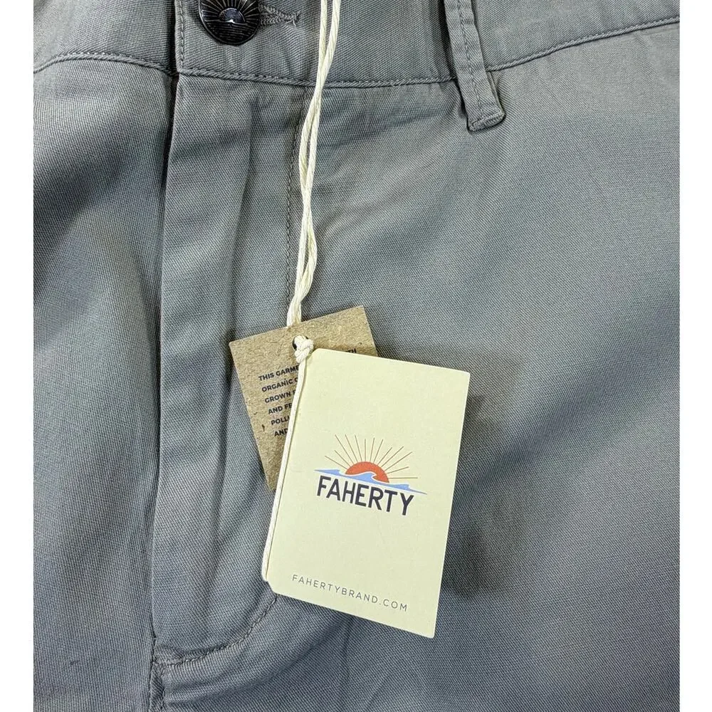 NWT Faherty Mens Gray 38 Island Life 8 Inch Shorts Casual Stretch Travel Comfort